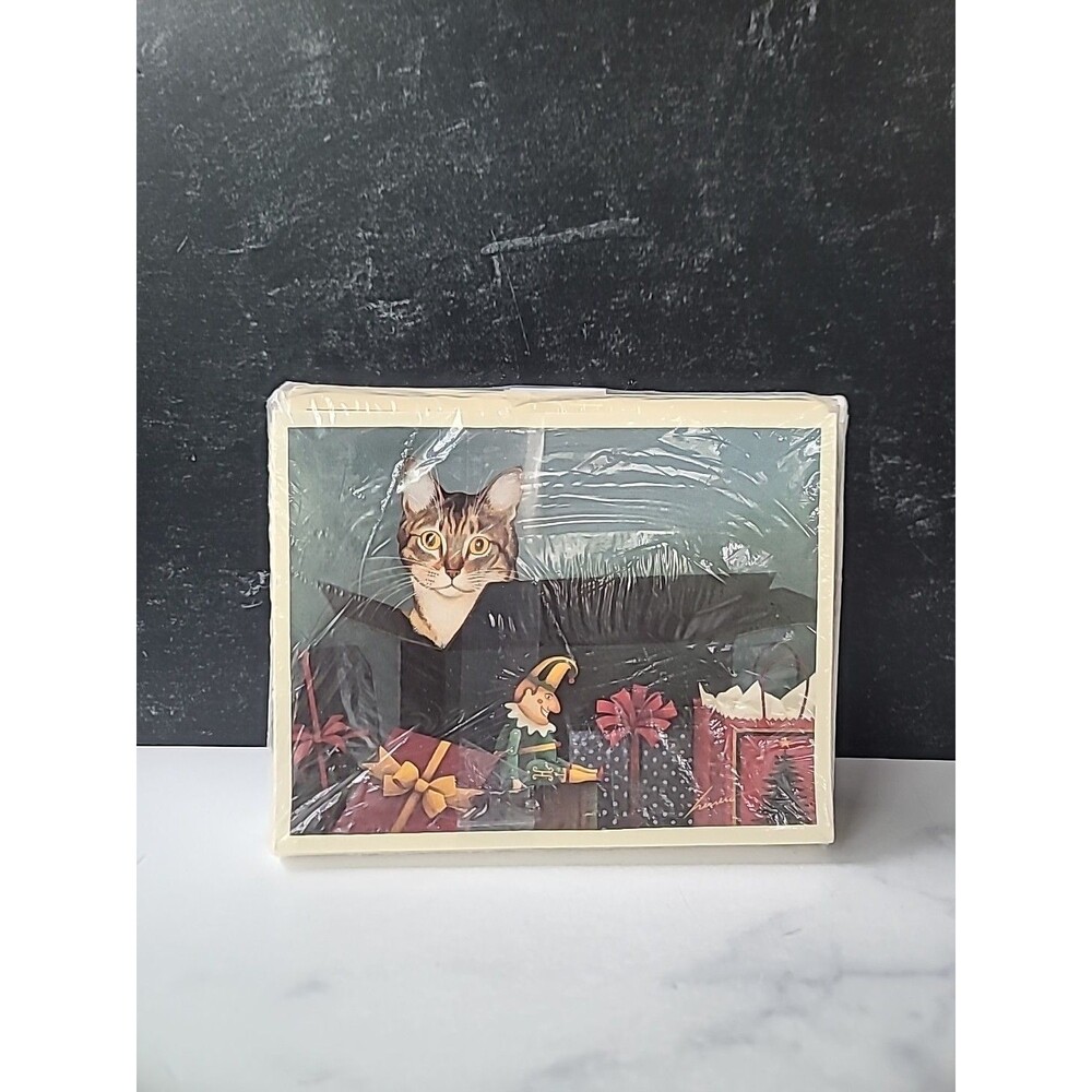 Christmas Cards With A Cat And Presents